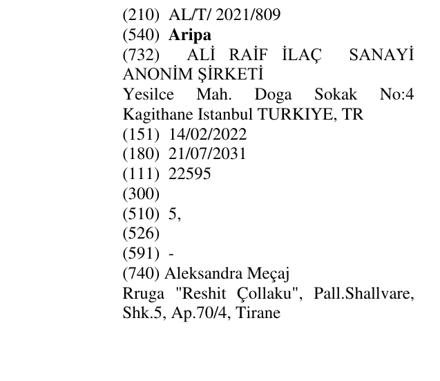 Zëri i markës Aripa në buletin