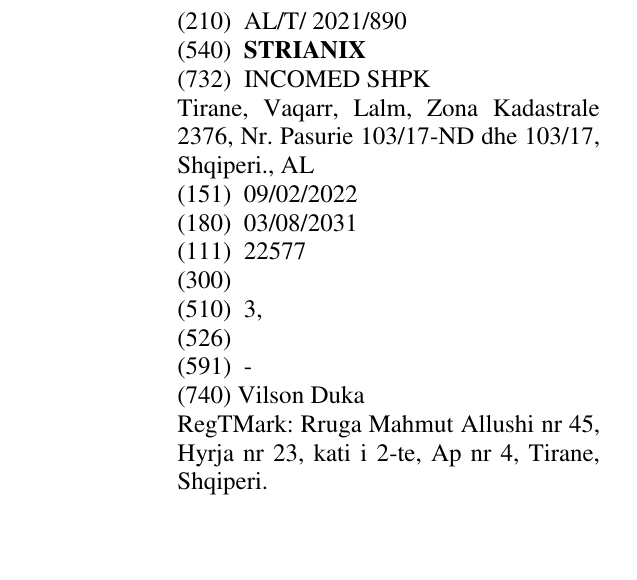 Zëri i markës STRIANIX në buletin