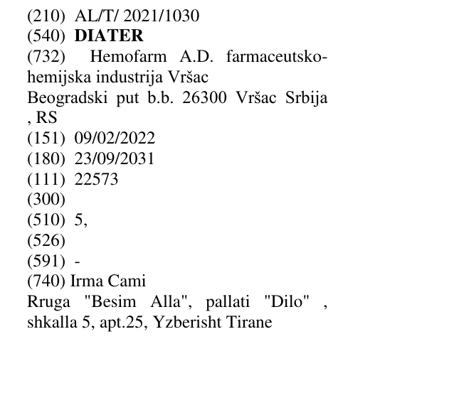 Zëri i markës DIATER në buletin