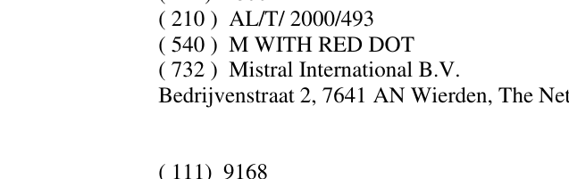Zëri i markës M WITH RED DOT në buletin