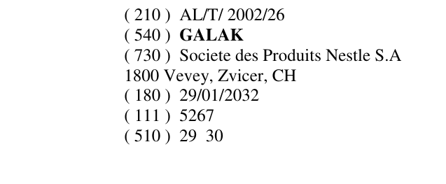 Zëri i markës GALAK në buletin