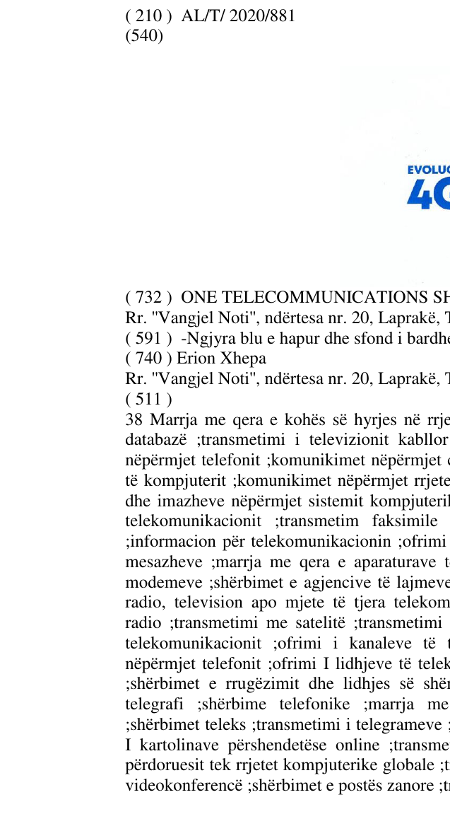 Zëri i markës EVOLUCIONI 4G+ në buletin