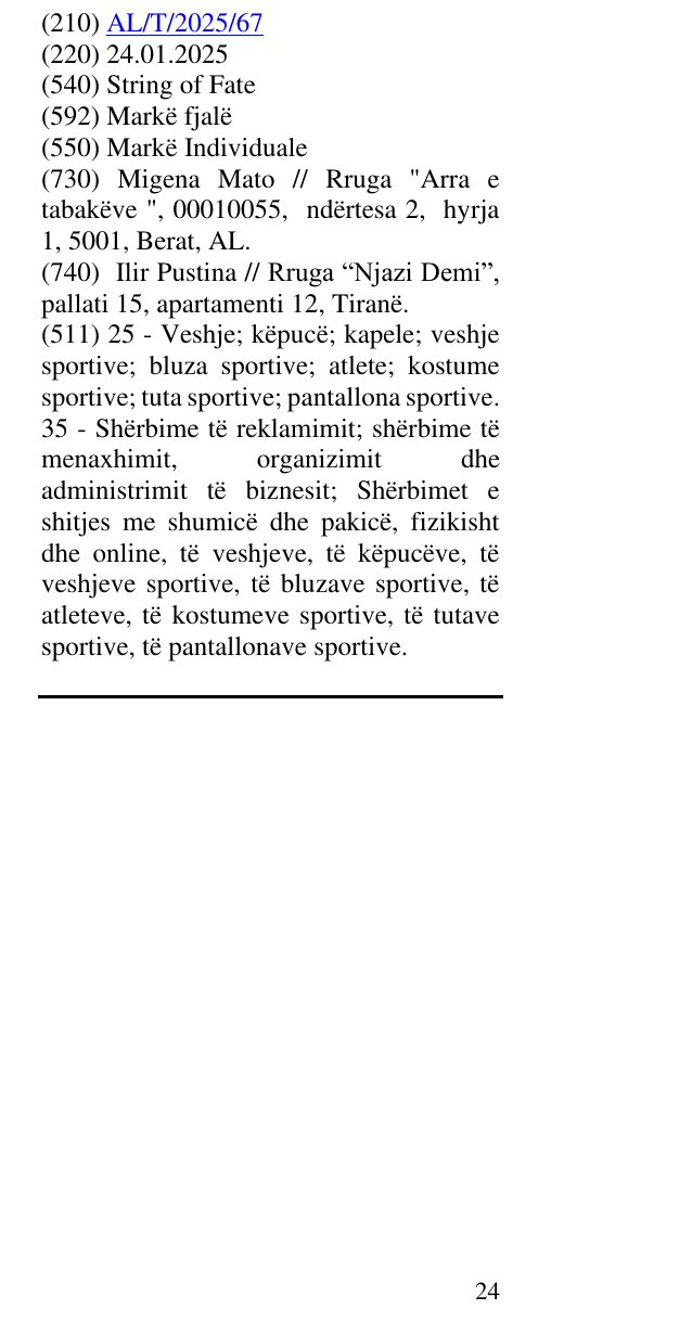 Zëri i markës String of Fate në buletin