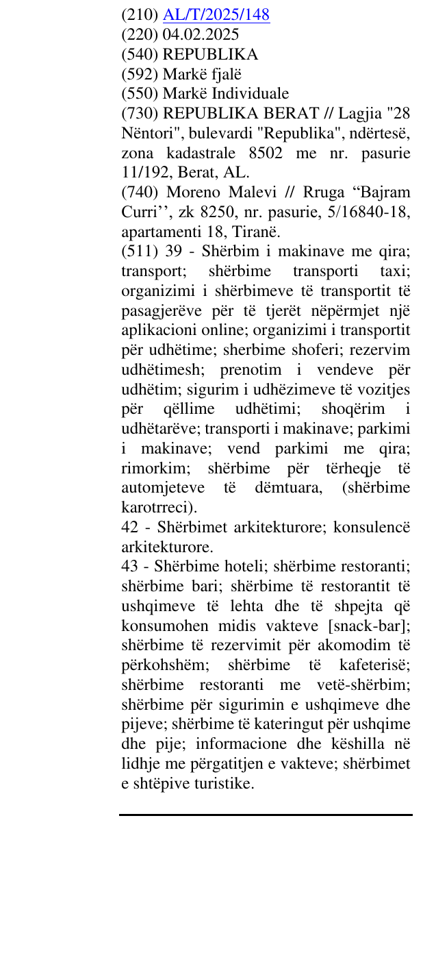 Zëri i markës REPUBLIKA në buletin