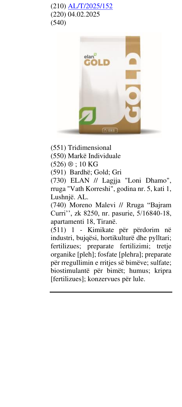 Zëri i markës ® ; 10 KG në buletin