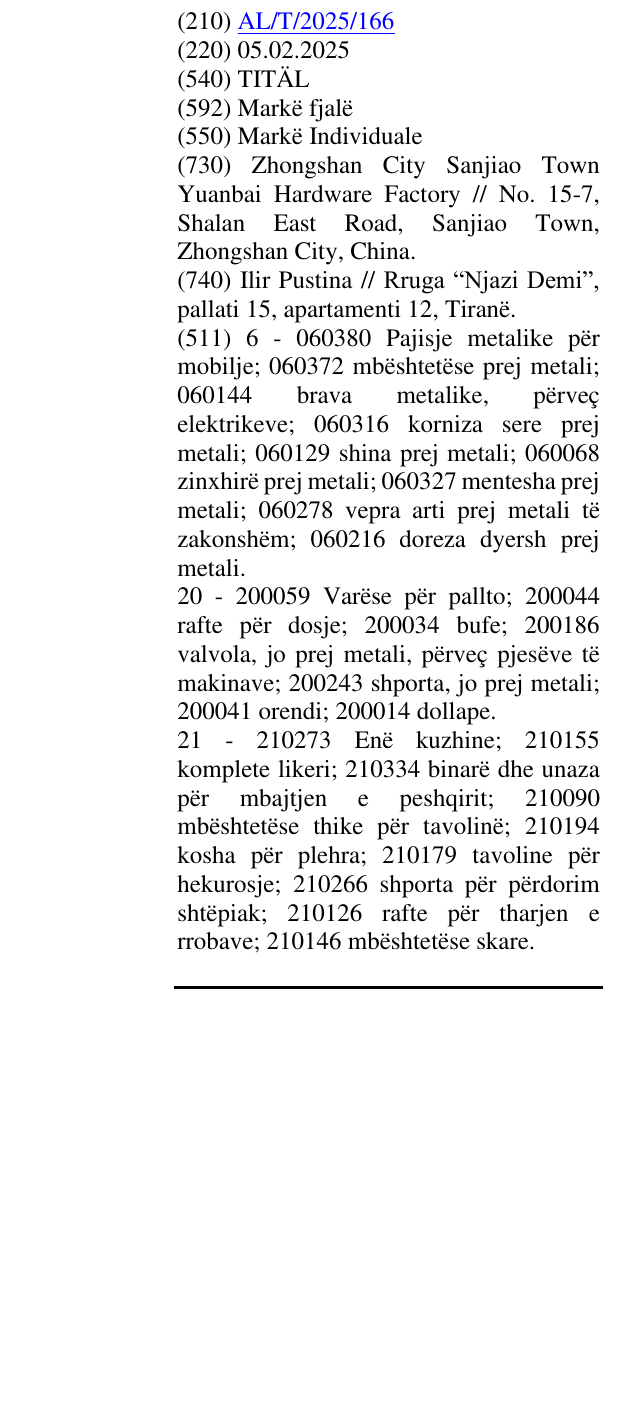 Zëri i markës TITÄL në buletin