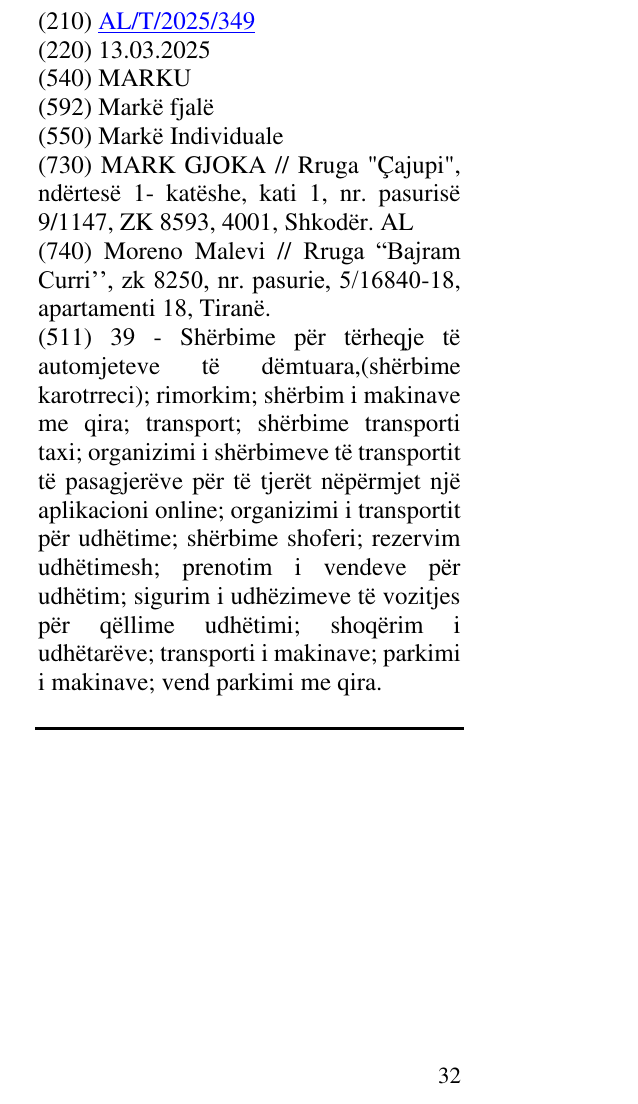 Zëri i markës MARKU në buletin
