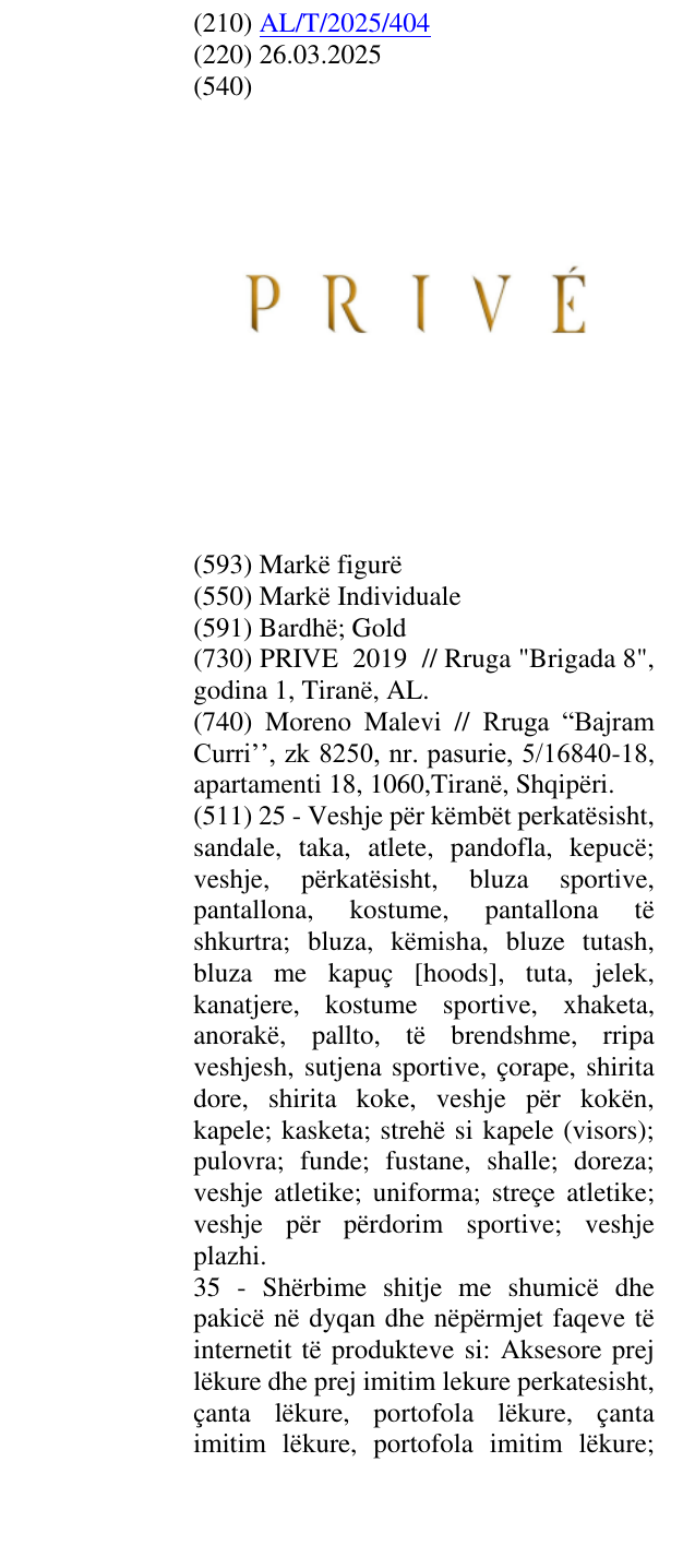 Zëri i markës PRIVÉ në buletin