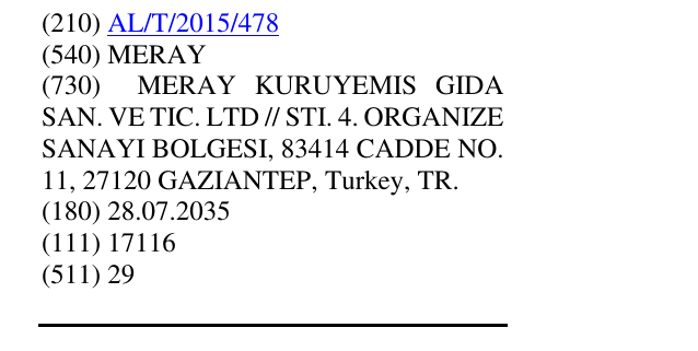 Zëri i markës MERAY në buletin