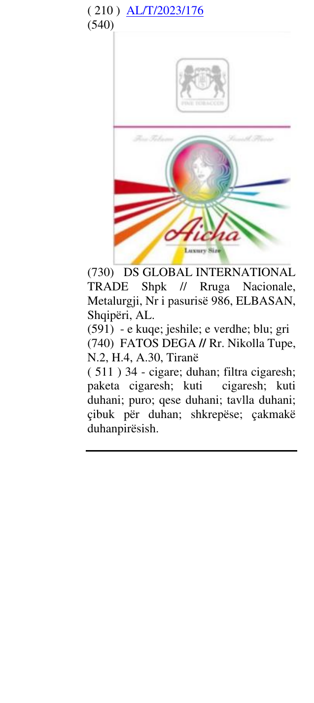 Zëri i markës Aicha në buletin