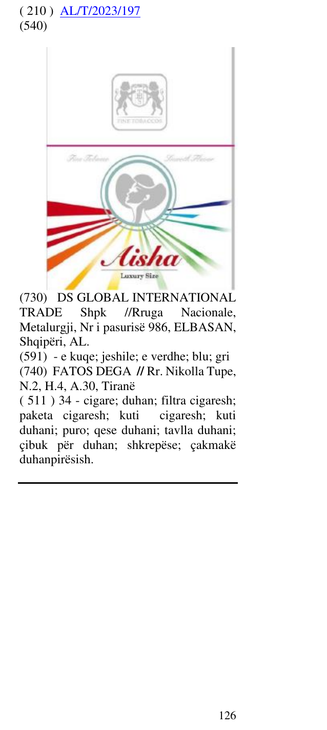 Zëri i markës AISHA në buletin