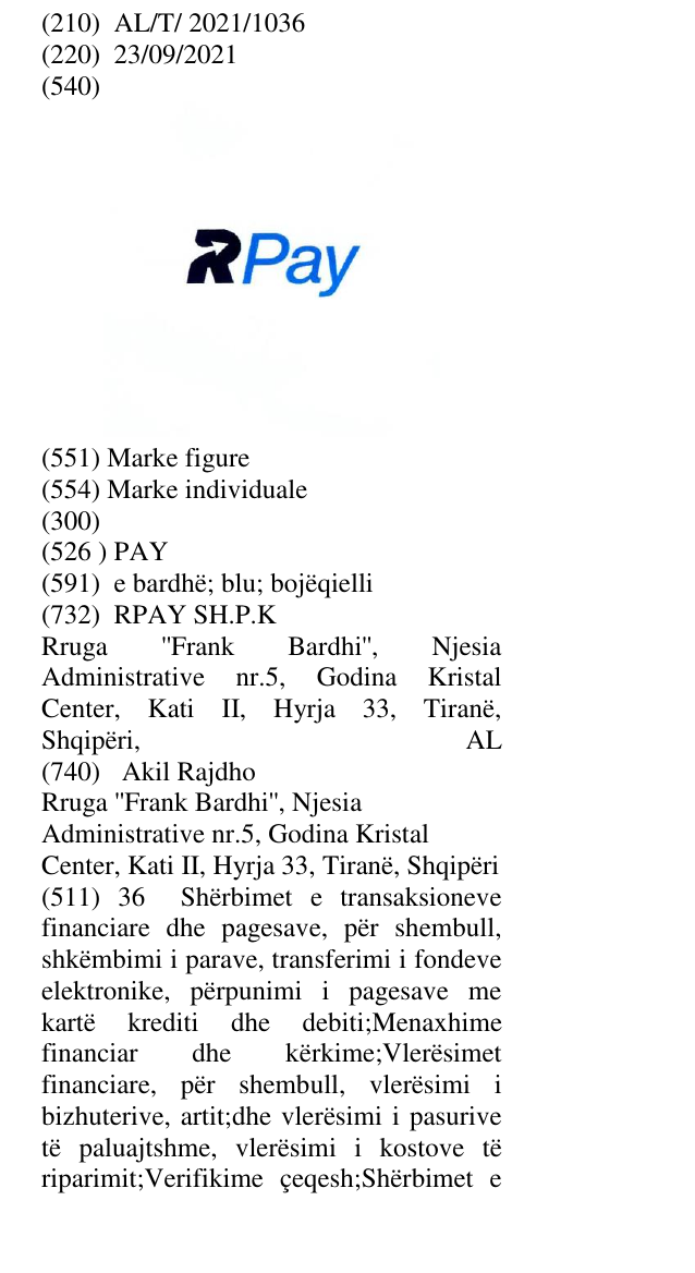Zëri i markës PAY në buletin