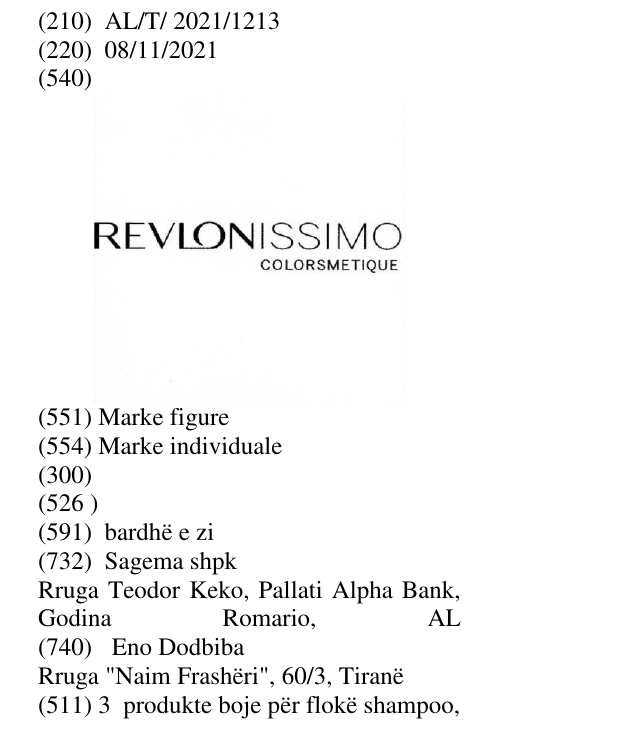 Zëri i markës revlonissimo colorsmetique në buletin
