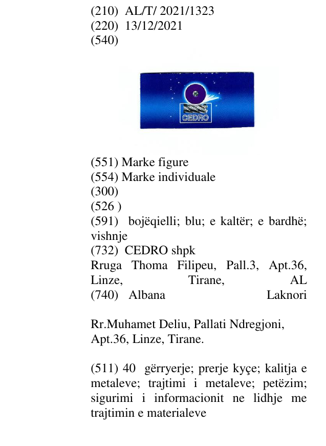 Zëri i markës CEDRO në buletin