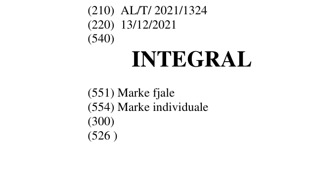 Zëri i markës INTEGRAL në buletin