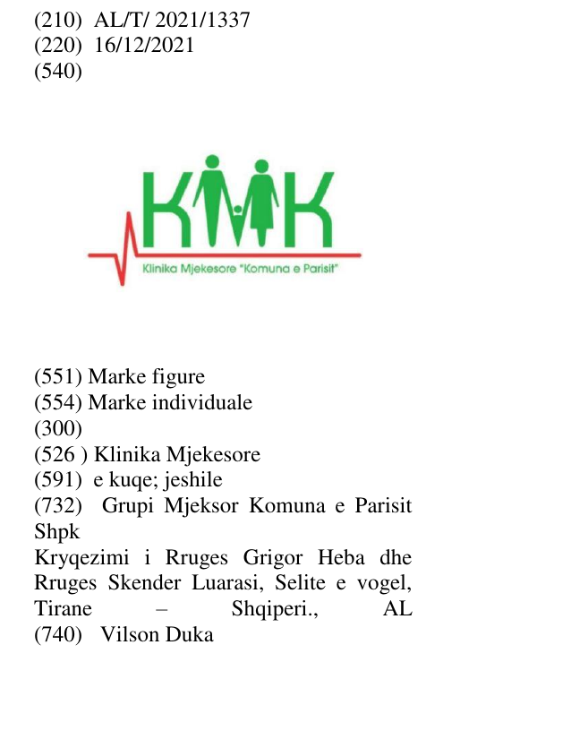 Zëri i markës Klinika Mjekesore në buletin