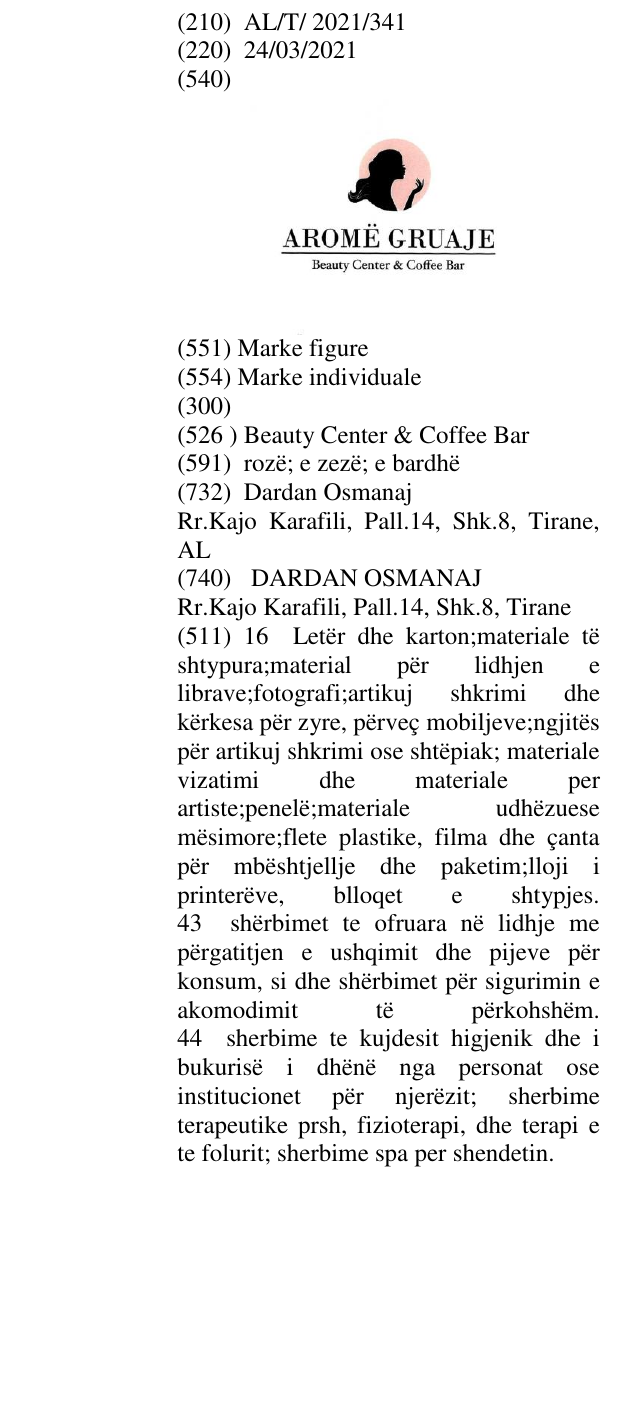 Zëri i markës Beauty Center & Coffee Bar në buletin