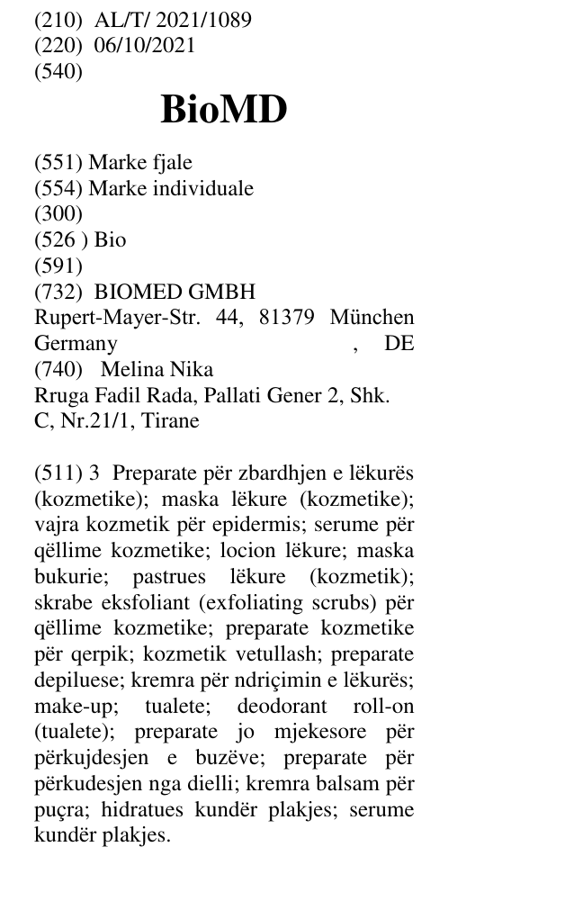 Zëri i markës BioMD në buletin