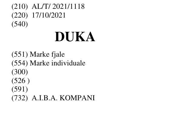 Zëri i markës DUKA në buletin