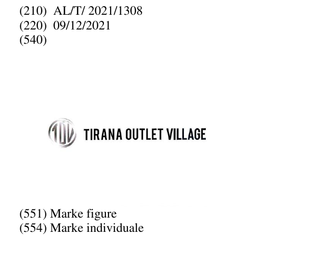 Zëri i markës TIRANA OUTLET në buletin