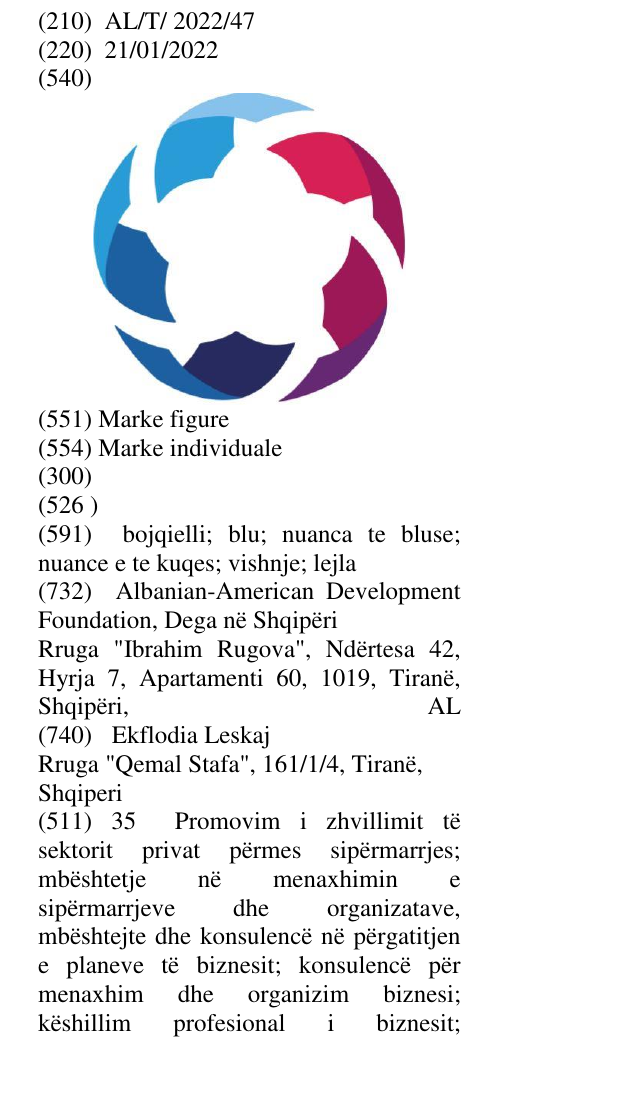 Zëri i markës AL/T/2022/47 në buletin