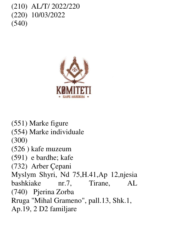 Zëri i markës kafe muzeum në buletin