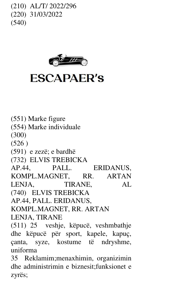 Zëri i markës ESCAPAER's në buletin
