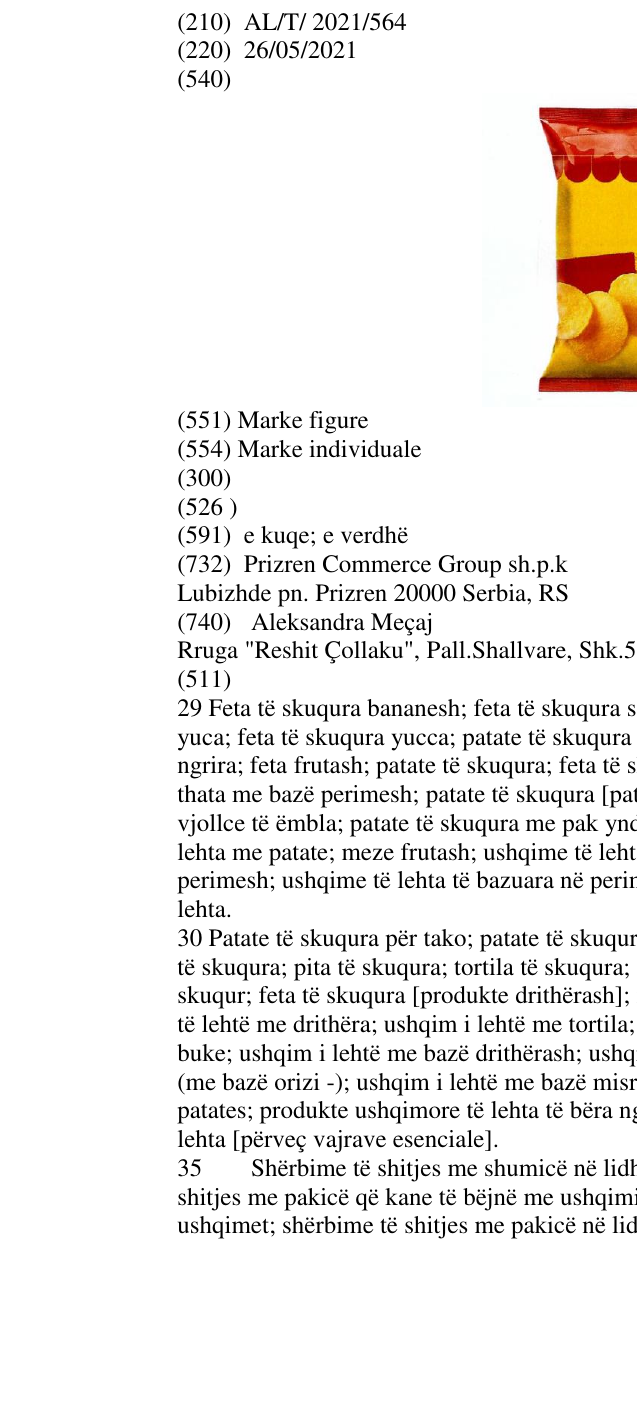 Zëri i markës AL/T/2021/564 në buletin