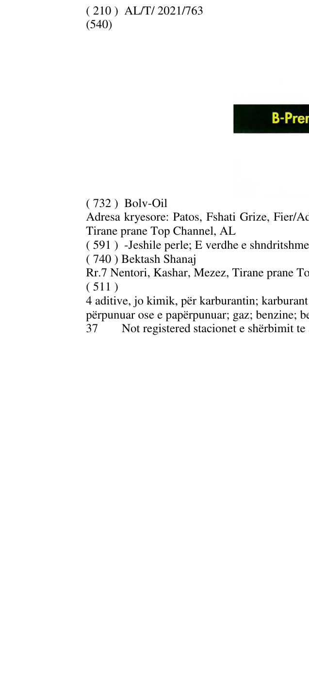Zëri i markës B-PREMIUM Diesel në buletin