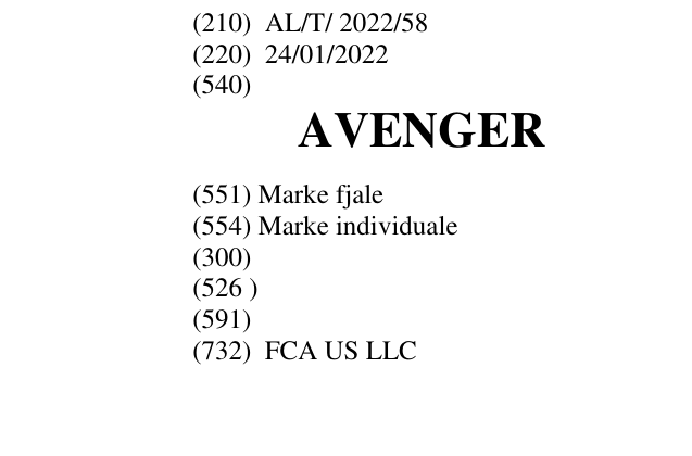 Zëri i markës AVENGER në buletin