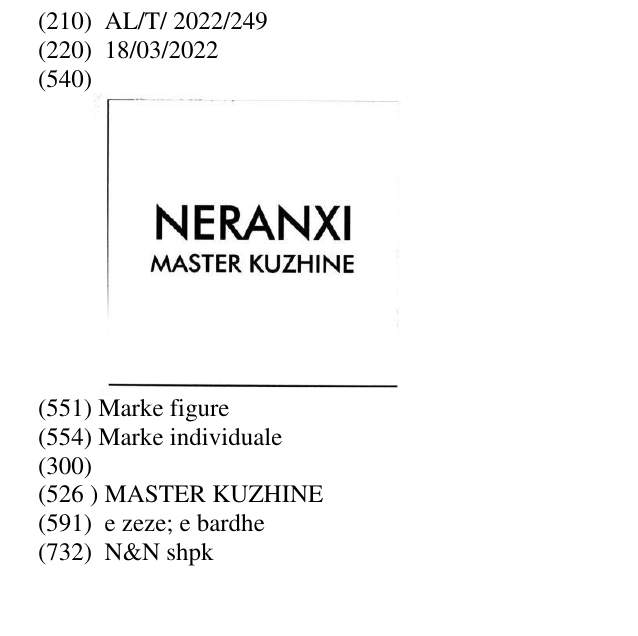 Zëri i markës MASTER KUZHINE në buletin