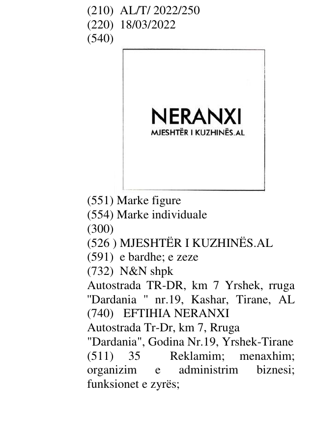 Zëri i markës MJESHTËR I KUZHINËS.AL në buletin