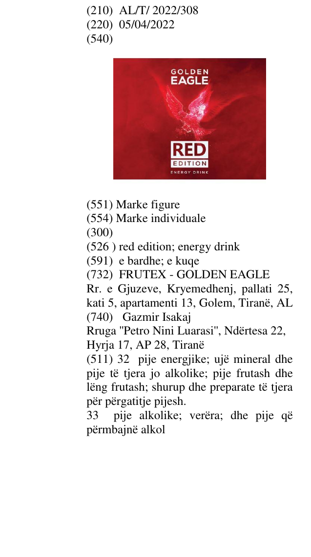 Zëri i markës red edition; energy drink në buletin