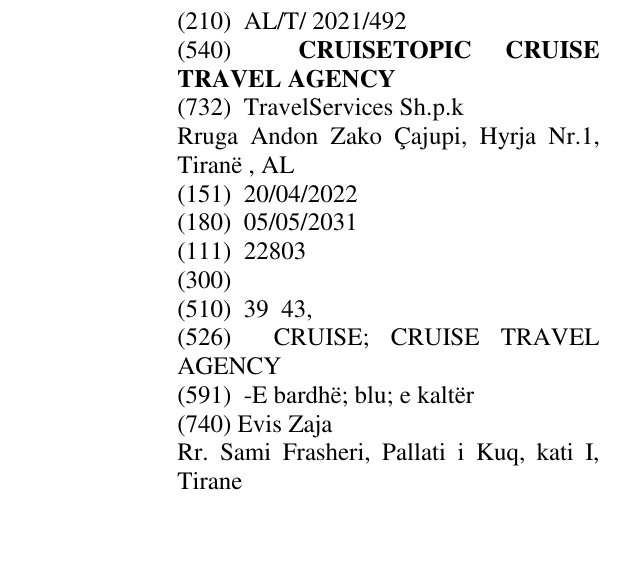 Zëri i markës CRUISETOPIC CRUISE TRAVEL AGENCY në buletin