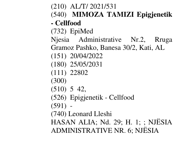 Zëri i markës MIMOZA TAMIZI Epigjenetik - Cellfood në buletin
