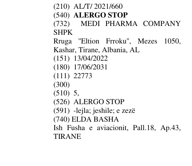 Zëri i markës ALERGO STOP në buletin