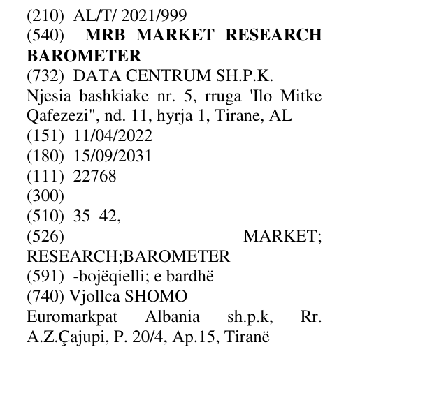 Zëri i markës MRB MARKET RESEARCH BAROMETER në buletin