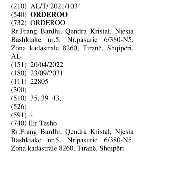 Zëri i markës ORDEROO në buletin