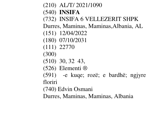 Zëri i markës INSIFA në buletin