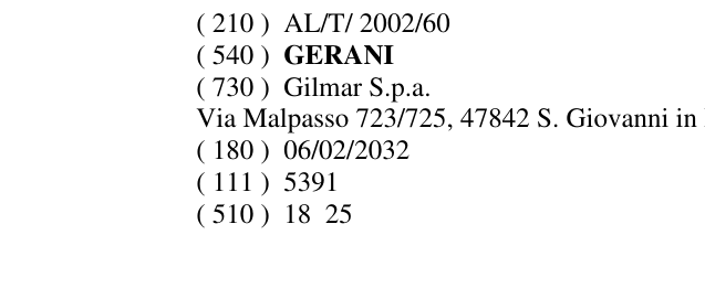 Zëri i markës GERANI në buletin