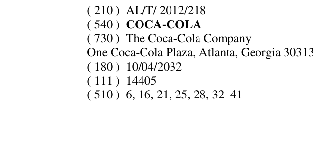 Zëri i markës COCA-COLA në buletin