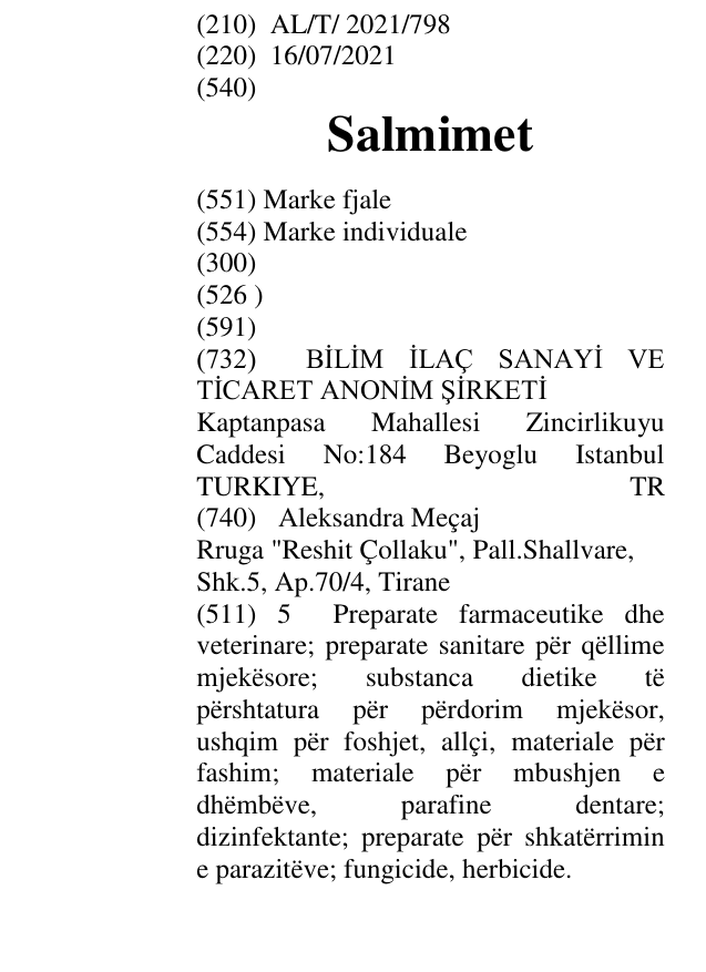Zëri i markës Salmimet në buletin