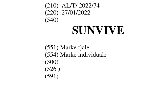 Zëri i markës SUNVIVE në buletin