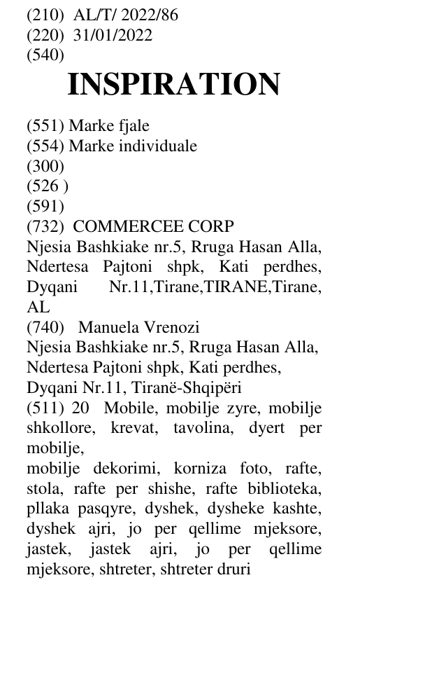 Zëri i markës INSPIRATION në buletin