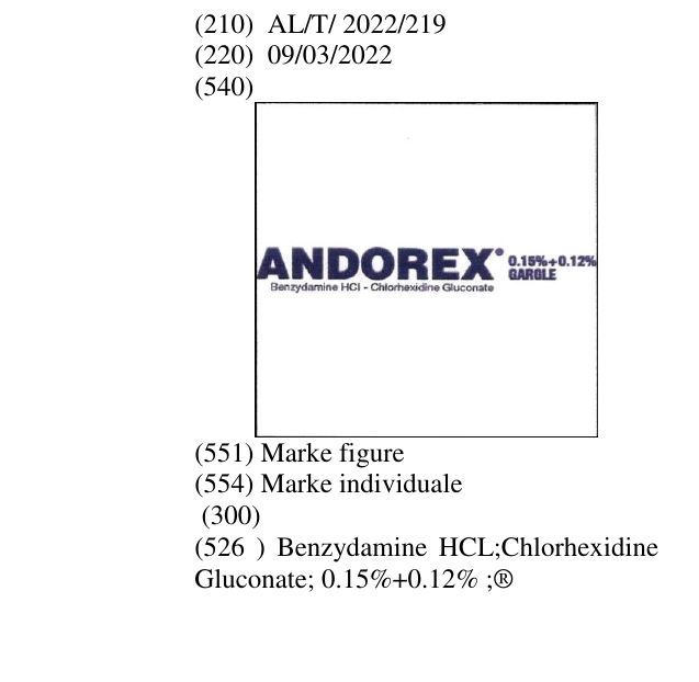 Zëri i markës Benzydamine HCL;Chlorhexidine Gluconate; 0.15%+0.12% ;® në buletin