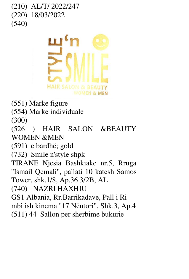 Zëri i markës HAIR SALON &BEAUTY WOMEN &MEN në buletin
