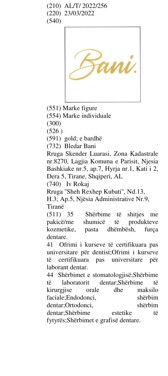Zëri i markës Bani në buletin