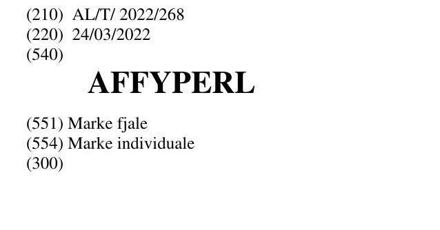 Zëri i markës AFFYPERL në buletin