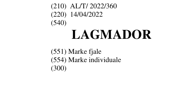 Zëri i markës LAGMADOR në buletin