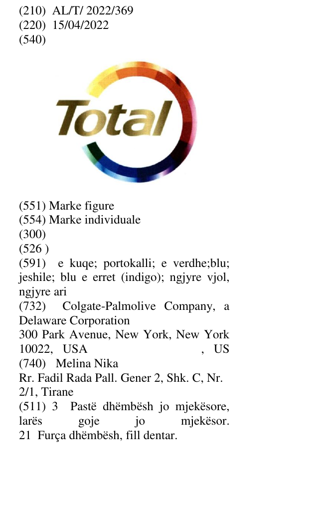 Zëri i markës Total në buletin